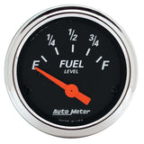 Autometer Designer Black 2 1/16in 0 Ohm E to 90 Ohm F Electronic Fuel Level Gauge - 1422