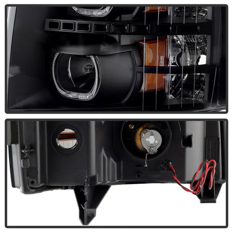 xTune Chevy Silverado 1500/2500/3500 07-13 LED Halo Projector Headlights Black PRO-JH-CSIL07-CFB-BK - 9032189