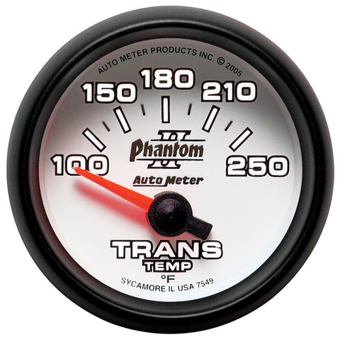 Autometer Phantom II 52.4mm Short Sweep Electronic 100-350 Def F Transmission Temperature Gauge - 7549