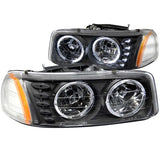 ANZO 1999-2006 Gmc Sierra 1500 Crystal Headlights w/ Halo and LED Black - 111207