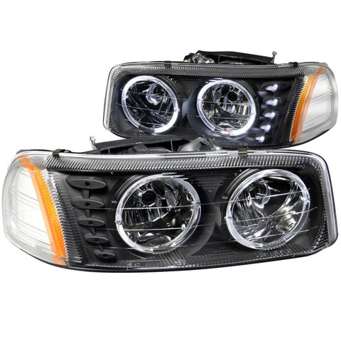 ANZO 1999-2006 Gmc Sierra 1500 Crystal Headlights w/ Halo and LED Black - 111207
