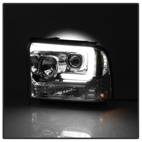 Spyder 05-07 Ford F250/350/450 SD Ver 2 Proj Headlights - Light Bar DRL - Black PRO-YD-FS05V2-LB-C - 5084682
