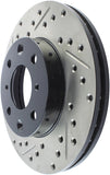 StopTech 96-00 Honda Civic DX/HX Coupe/90-00 Civic DX/LX Sedan Slotted & Drilled Right Front Rotor - 127.40023R