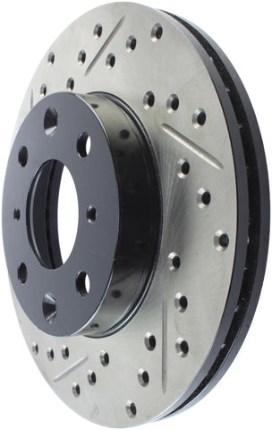 StopTech 96-00 Honda Civic DX/HX Coupe/90-00 Civic DX/LX Sedan Slotted & Drilled Right Front Rotor - 127.40023R