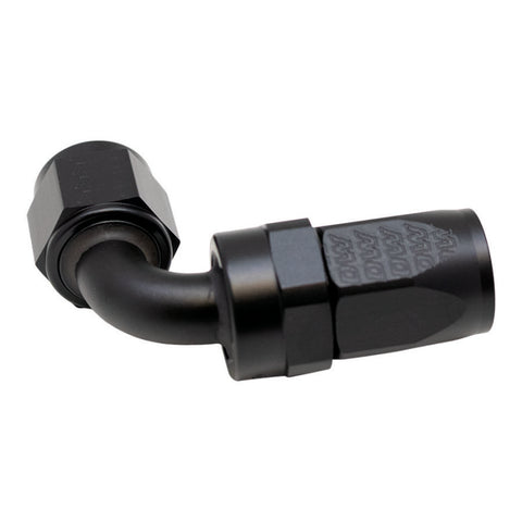 DeatschWerks 8AN Female Swivel 90-Degree Hose End CPE - Anodized Matte Black - 6-02-0807-B
