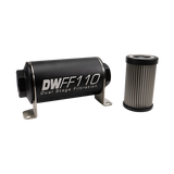 DeatschWerks Stainless Steel 10AN 10 Micron Universal Inline Fuel Filter Housing Kit (110mm) - 8-03-110-010K