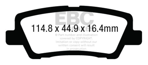 EBC 12+ Cadillac ATS 2.0 Turbo Yellowstuff Rear Brake Pads - DP43012R