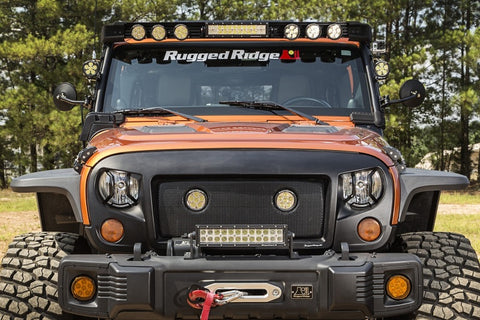 Rugged Ridge 07-18 Jeep Wrangler JK/JKU Textured Black Elite Headlight Euro Guards - 11230.12