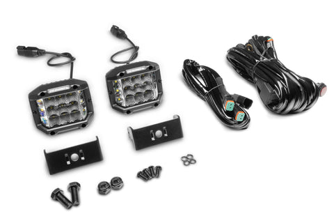 Go Rhino Xplor Bright Series Sideline Cube LED Flood Light Kit (Surface Mount) 4x3 - Blk (Pair) - 750300323FCS