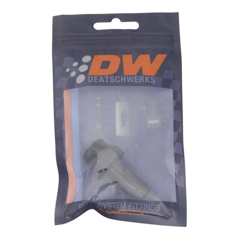 DeatschWerks 8AN ORB Male to 1/2in Male Triple Barb Fitting (Incl O-Ring) - Anodized Matte Black - 6-02-0506-B