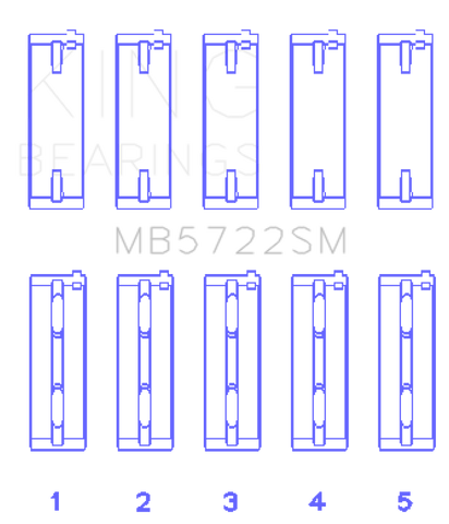 King Mitsubishi 2007+ 4B11T Turbo EVO X (Size +0.25mm) Crankshaft Main Bearing Set - MB5722SM0.25