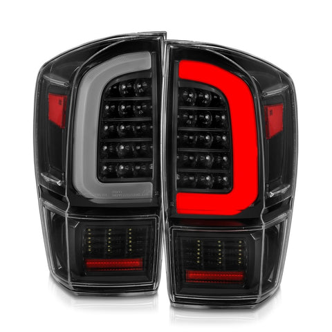 ANZO 16-21 Toyota Tacoma LED Tail Lights - w/ Light Bar Sequential Black Housing & Clear Lens - 311400