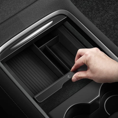 Spigen Console Organizer Tray (Carbon Edition) Designed for Tesla Model 3/Y with Smooth Slide Technology 2023/2022 - W11350