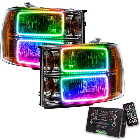 Oracle 07-13 GMC Sierra SMD HL - Square Ring Design - ColorSHIFT w/ 2.0 Controller - 7054-333