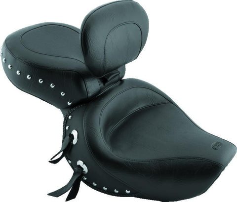 Mustang 00-08 Honda VT1100 Sabre,97-08 Spirit,87-97 Shadow Wide Touring 1PC Seat w/Studs - Black - 79237