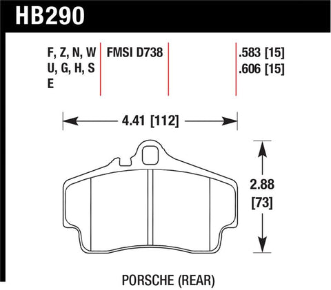 Hawk Performance 98-10 Porsche 911 Carrera 2 / 07-12 Boxster S DTC-70 Race Rear Brake Pads - HB290U.583