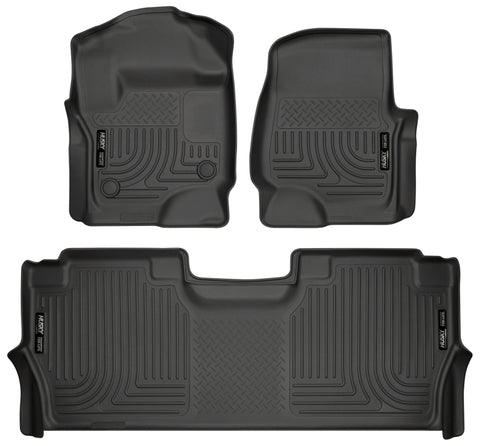 Husky Liners 17-19 F-250/F-350/F-450 Crew Cab Weatherbeater Black Front & 2nd Seat Floor Liners - 94061