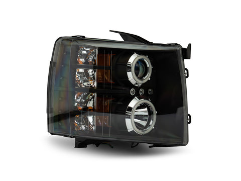 Raxiom 07-13 Silverado 1500 Super White LED Halo Projector Headlights- Black Housing (Clear Lens) - S112717