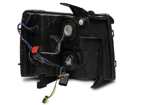 Raxiom 07-13 Chevrolet Silverado 1500 Axial Series Headlights w/ LED Bar- Blk Housing (Clear Lens) - S138003