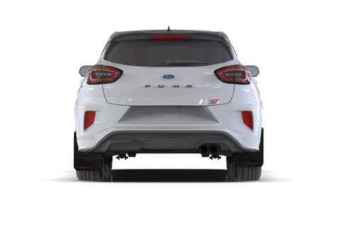 Rally Armor 20-25 Ford Puma ST Black Mud Flap w/White Logo - MF86-UR-BLK-WH