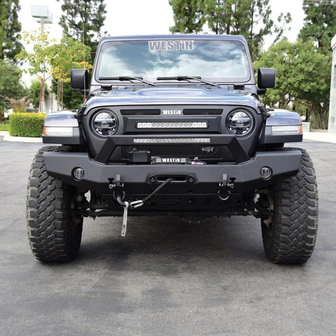 Westin 18-20 Jeep Wrangler WJ2 Full Width Front Bumper w/LED Light Bar Mount Textured Black - 59-80125