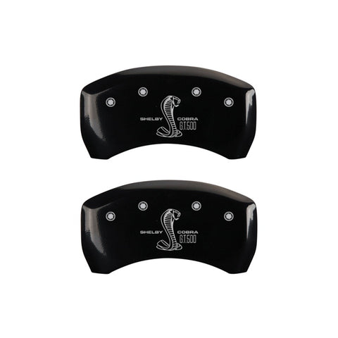 MGP Rear set 2 Caliper Covers Engraved Rear GT500 Shelby & Cobra Black finish silver ch - 10010RGT5BK