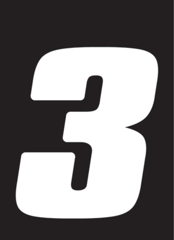 Hardline Dirt Digits 3pk 4 in. - High Gloss Number 3 - White - DD43W-3