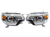 Raxiom 12-15 Toyota Tacoma Axial Series Switchback Projector Headlights- Chrome- Clear Lens - TT23360