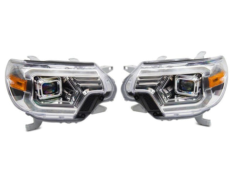 Raxiom 12-15 Toyota Tacoma Axial Series Switchback Projector Headlights- Chrome- Clear Lens - TT23360