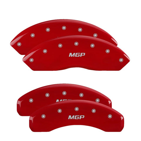 MGP 4 Caliper Covers Engraved front & Rear 2015/Sport Red finish silver ch - 10241SSPTRD