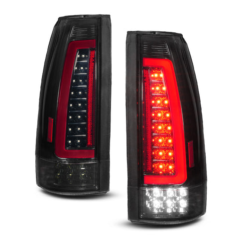 ANZO 88-99 Chevy/GMC C/K1500/2500/3500 Full LED Light Tube Taillights Black Housing Smoke Lens - 311486