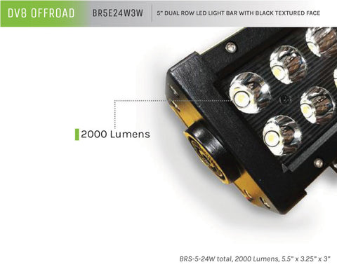 DV8 Offroad BRS Pro Series 5in Light Bar 24W Spot 3W LED - Black - BR5E24W3W