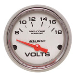Autometer Marine Chrome Ultra-Lite 2-1/16in 18V Electric Voltmeter Gauge - 200756-35