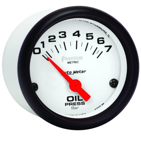 Autometer Phantom 2-1/16in 0-7 BAR Electric Oil Pressure Gauge - 5727-M
