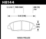 Hawk 92-96 Honda Prelude (w/o V-Tec) DTC-70 Race Front Brake Pads - HB144U.719