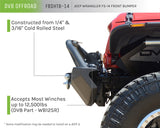 DV8 Offroad 07-18 Jeep Wrangler JK/JL FS-14 Mid Length Steel Front Bumper w/ Fog Lights & LED Lights - FBSHTB-14