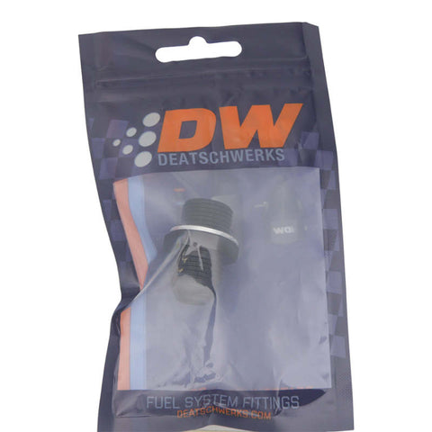 DeatschWerks 8AN Male Flare to M18 X 1.5 Male Metric Adapter (Incl Washer) - Anodized Matte Black - 6-02-0620-B