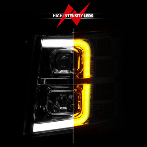 ANZO 2007-2013 Chevrolet Silverado 1500 Projector w/ Light Bar Chrome Housing w/ Sequential - 111546