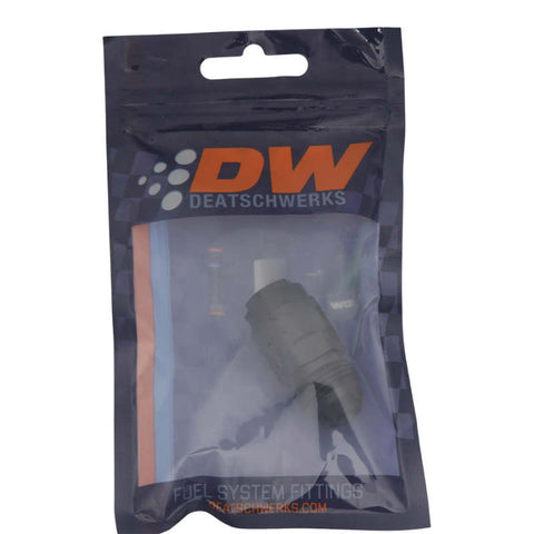 DeatschWerks 8AN Male Flare to 5/16in Female EFI Quick Connect Adapter - Anodized Matte Black - 6-02-0143-B