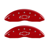MGP Front set 2 Caliper Covers Engraved Front Bowtie Red finish silver ch - 14207FBOWRD