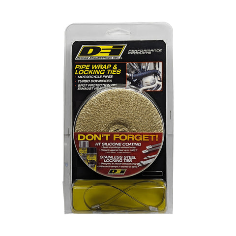 DEI Exhaust Wrap Kit - Pipe Wrap and Locking Tie - Tan - 10122