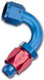 Russell Performance -6 AN Red/Blue 120 Degree Full Flow Swivel Hose End (With 9/16in Radius) - 613400
