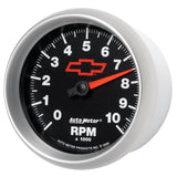 AutoMeter Gauge Tachometer 3-3/8in. 10K RPM In-Dash Chevy Red Bowtie Black - 3697-00406
