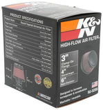 K&N Universal Round Clamp-On Air Filter 3in Flange ID x 6in Base OD x 4.625in Top OD x 3in Height - RU-5288