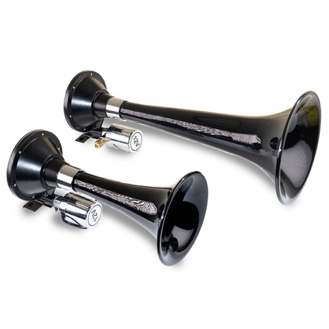 Kleinn Black Dual Horn/ 13In/8In - High Impact ABS Trumpet/ Zinc Alloy Base - 220