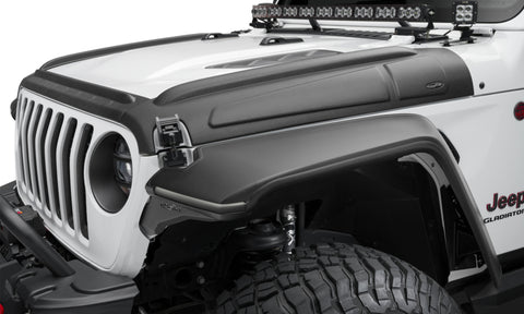 Bushwacker 18-22 Jeep Wrangler 2/4dr / 20-22 Jeep Gladiator Trail Armor Hood Armor (3pc) - Tex. Blk - 14131