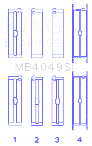 King Engine Bearings Opel C25Xa/X25Xa (Size +0.50mm) Main Bearing Set - MB4049SI0.5