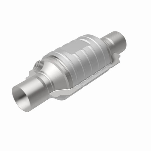 MagnaFlow Univ Conv 2in In/Out Ctr/Ctr Round 9in Body L x 5.125in W x 13in Overall L Single O2 Port - 51234