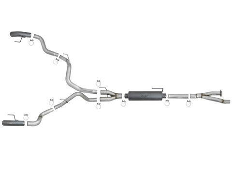 aFe MACH Force-Xp Cat-Back Exhaust w/Dual Hi-Tuck Tips Black 17-18 Ford F-150 Raptor V6-3.5L (tt) - 49-33095-B