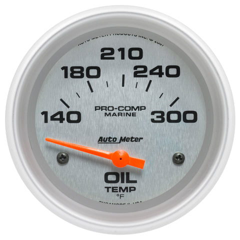 Autometer Marine Silver Ultra Lite Electric Oil Temperature Gauge 2-5/8in 140-300 Deg F - 200765-33